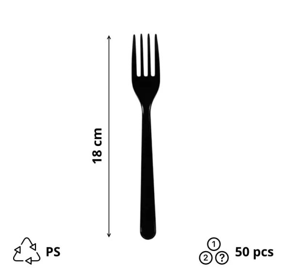 Plastična viljuška crna 50 kom