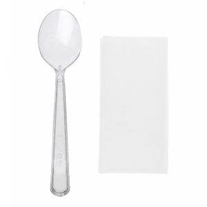 Komplet 2 plastični (kašika, salveta) crna