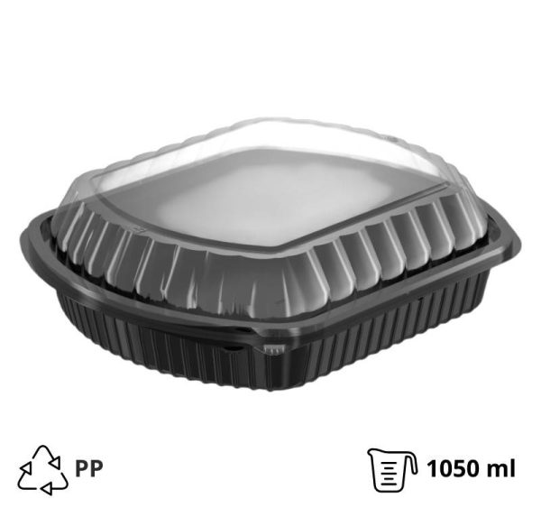 PP posuda sa poklopcem 240х204×68 mm 1050 ml crna [100 kom/pak]