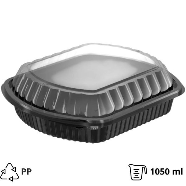 PP posuda sa poklopcem 240х204×68 mm 1050 ml crna [100 kom/pak]