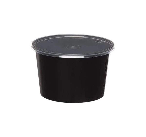 Posuda za supu PP 1000 ml d=145 mm h=90 mm crna sa poklopcem [50 kom/pak]