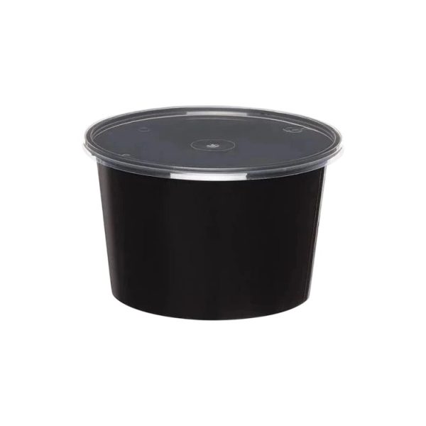 Posuda za supu PP 1000 ml d=145 mm h=90 mm crna sa poklopcem [50 kom/pak]