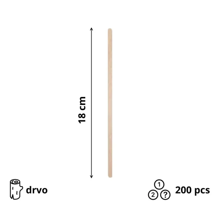 Štapić za mešanje drveni 18 cm 200 kom