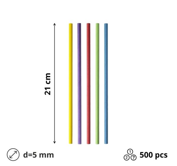 Slamčice papirne MIX 5 l=21 mm d=8 mm 500 kom/pak