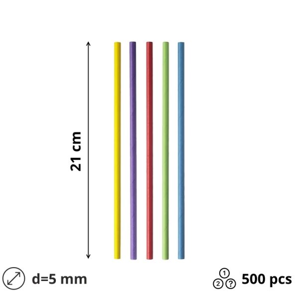 Slamčice papirne MIX 5 l=21 mm d=8 mm 500 kom/pak