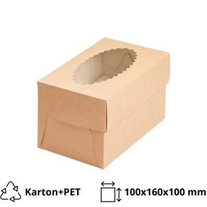 Pakovanje za muffine  sa prozorom ECO MUF 2 100x160x100 mm kraft 25 kos/pak