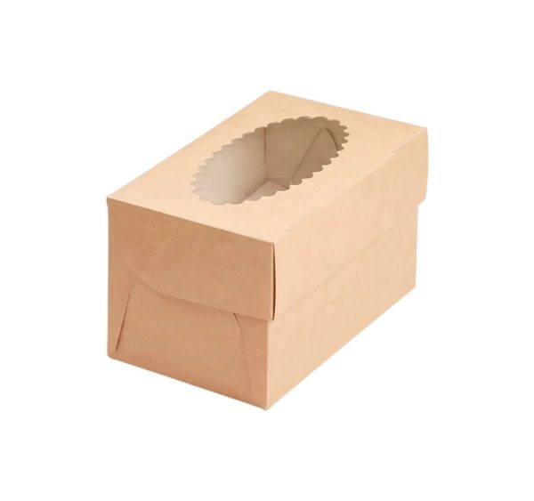 Pakovanje za muffine  sa prozorom ECO MUF 2 100x160x100 mm kraft 25 kos/pak