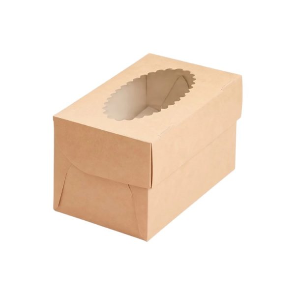 Pakovanje za muffine  sa prozorom ECO MUF 2 100x160x100 mm kraft 25 kos/pak