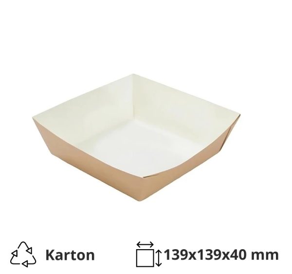 Kartonske posude za pomfrit 139х139х40 mm kraft 50 kom