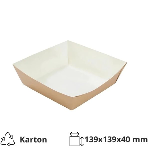 Kartonske posude za pomfrit 139х139х40 mm kraft 50 kom