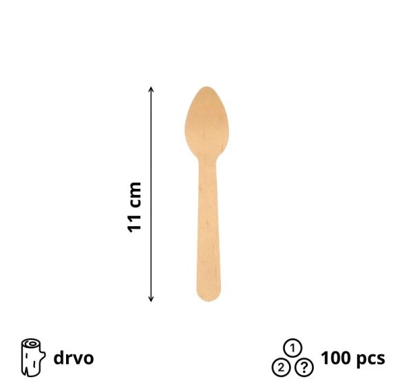 Kašika drvena 110  mm 100 kom