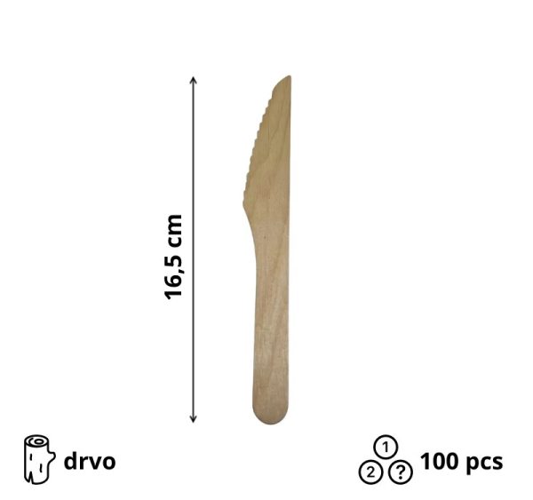 Nož drveni 165 mm 100 kom