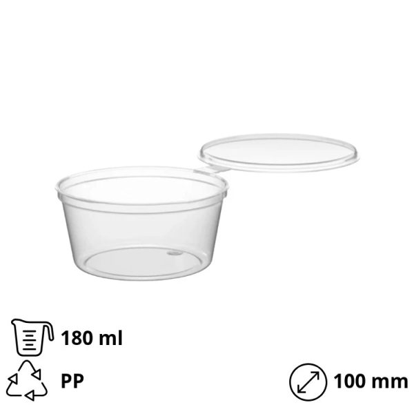 Posuda za sos sa poklopcem PP180 ml d=100  mm 50 kom