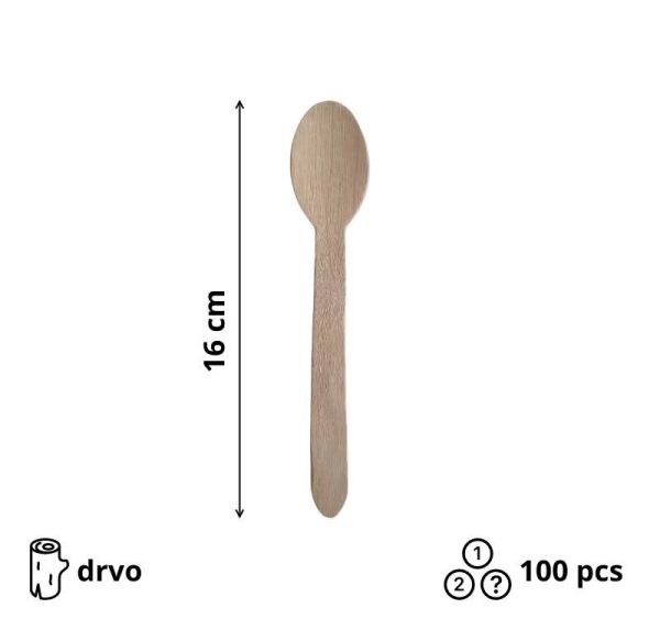 Kašika drvena 160 mm 100 kom