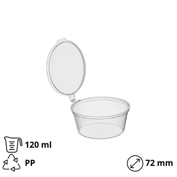 Posuda za sos sa poklopcem PP 120 ml d=72 mm 50 kom
