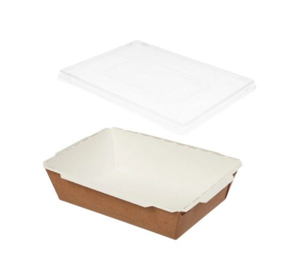 Papirnata posuda TUK TUK sa poklopcem 750 ml 170x120x45 mm kraft/bela 50 kom (komplet)