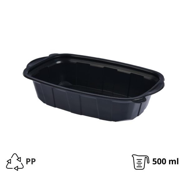 Posuda PP za toplu hranu 220х138х42 mm 500 ml crna [50 kom/pak]