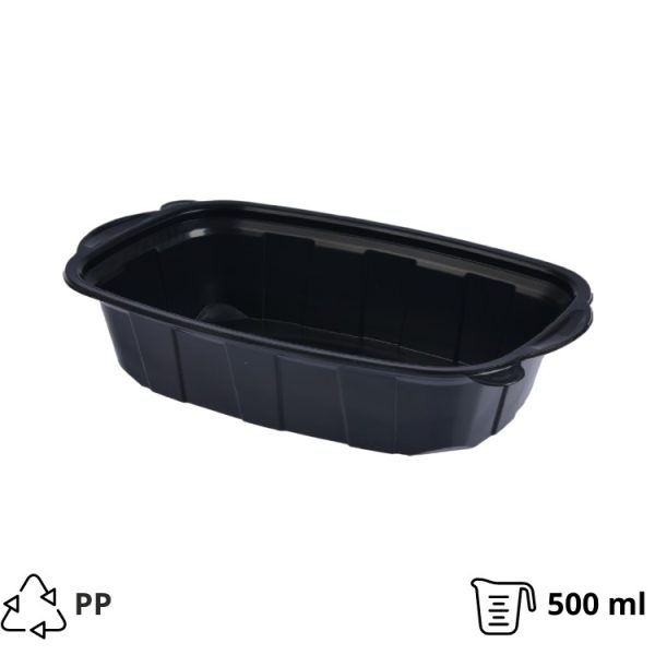 Posuda PP za toplu hranu 220х138х42 mm 500 ml crna [50 kom/pak]