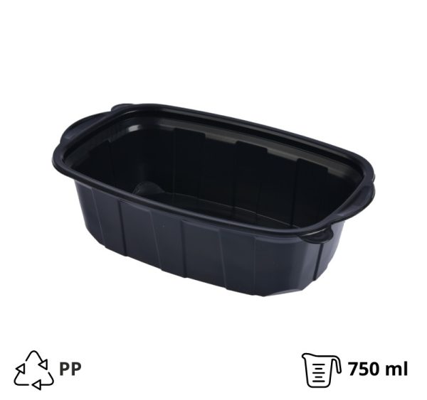 Posuda PP za toplu hranu 220х138х58 mm 750 ml crna [50 kom/pak]