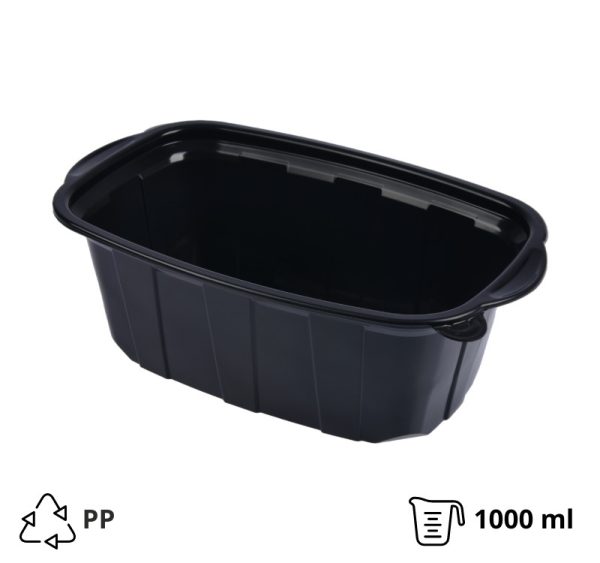 Posuda PP za toplu hranu 220х138х76 mm 1000 ml crna [50 kom/pak]