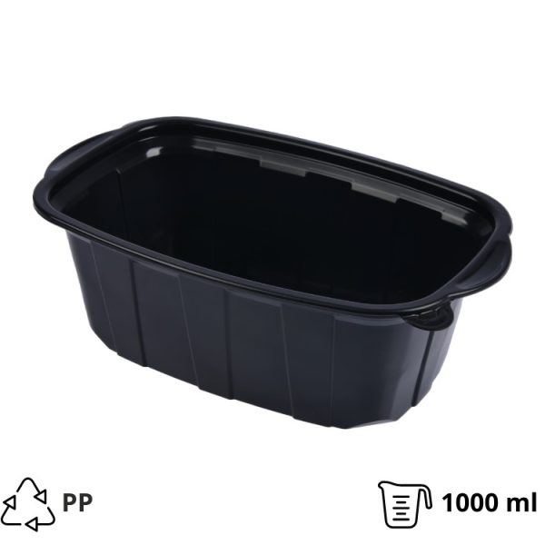 Posuda PP za toplu hranu 220х138х76 mm 1000 ml crna [50 kom/pak]