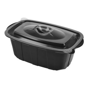 Posuda sa poklopcem PP za toplu hranu 220х138х76 mm 1000 ml crna [50 kom/pak] (komplet)