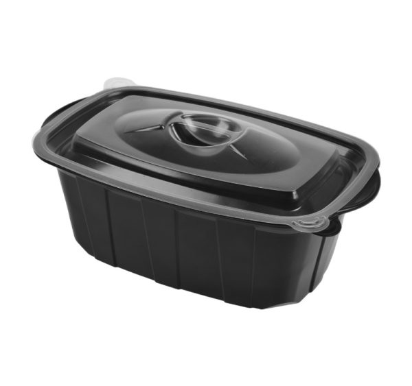 Posuda sa poklopcem PP za toplu hranu 220х138х76 mm 1000 ml crna [50 kom/pak] (komplet)