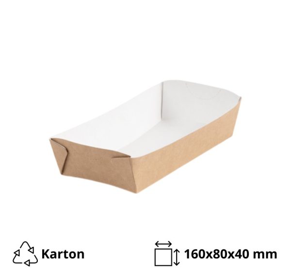 Kartonska kutija za pomfrit 510 ml 160х80х40 mm kraft/bela [600 kom/pak]