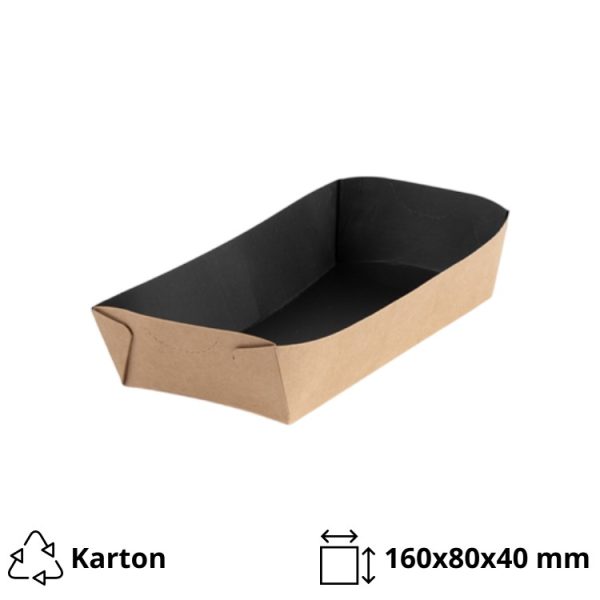 Kartonska kutija za pomfrit 510 ml 160х80х40 mm kraft/crna [600 kom/pak]