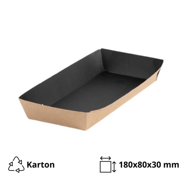 Kartonskа kutija za pomfrit 430 ml 180х80х30 mm kraft/crna [200 kom/pak]