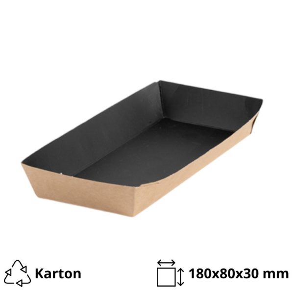 Kartonskа kutija za pomfrit 430 ml 180х80х30 mm kraft/crna [200 kom/pak]