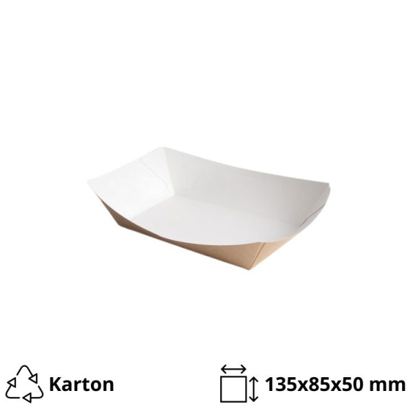 Kartonskа kutija za pomfrit 135х85х50 mm kraft/bela [550 kom/pak]