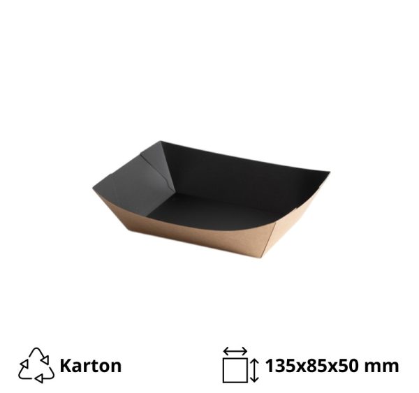 Kartonskа kutija za pomfrit 135х85х50 mm kraft/crna [550 kom/pak]