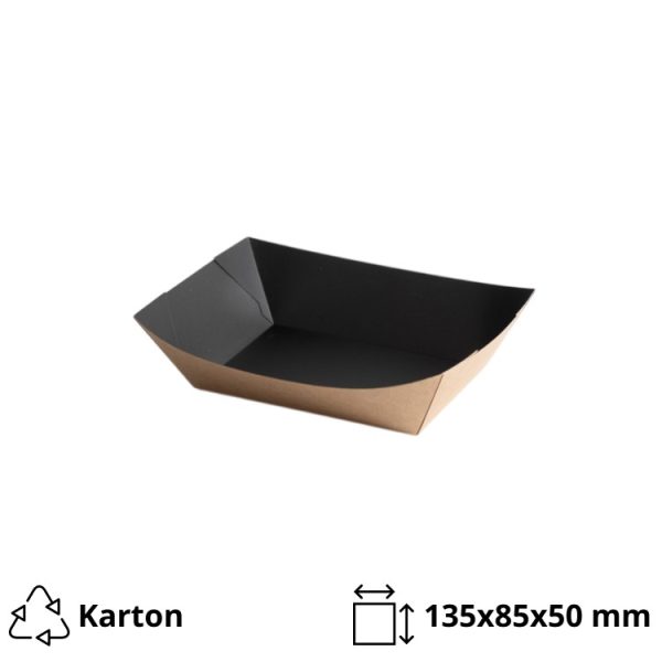 Kartonskа kutija za pomfrit 135х85х50 mm kraft/crna [550 kom/pak]