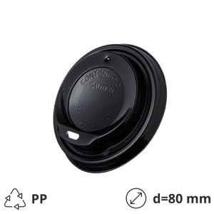 Poklopac PP za čašu d=80 mm crna 100 kom