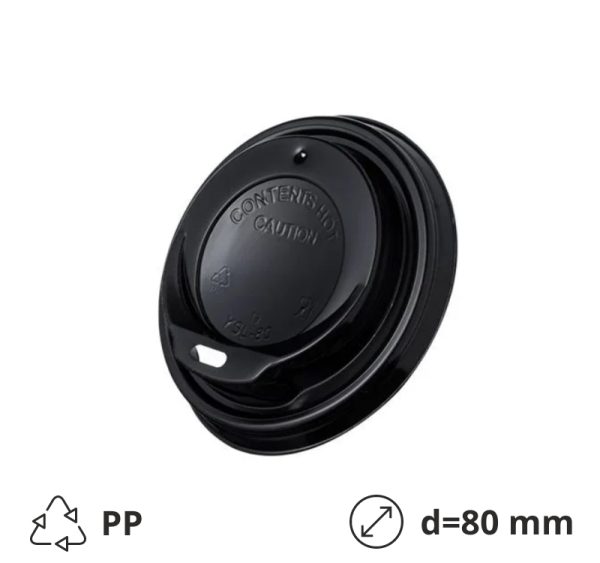 Poklopac PP za čašu d=80 mm crna 100 kom