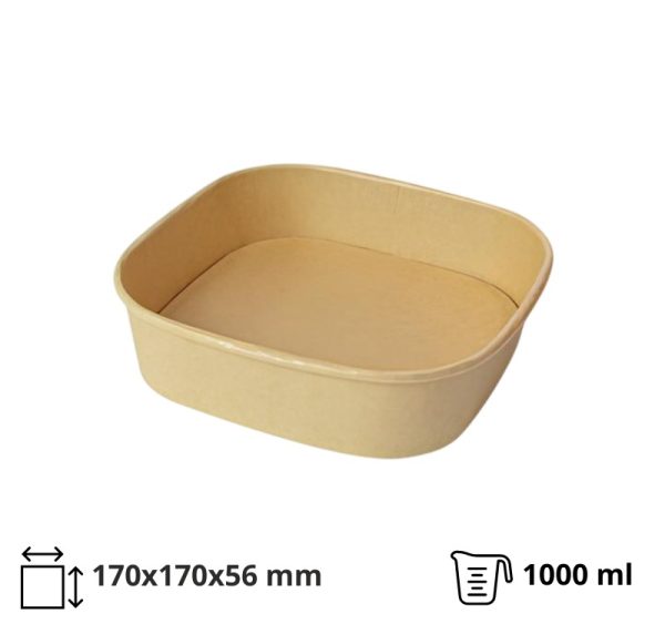 Papirnata posuda 1000 ml 170х170х56 mm, kraft 50 kom