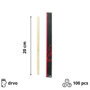 Štapići drveni za jelo u papirnom pakovanju 100 kom