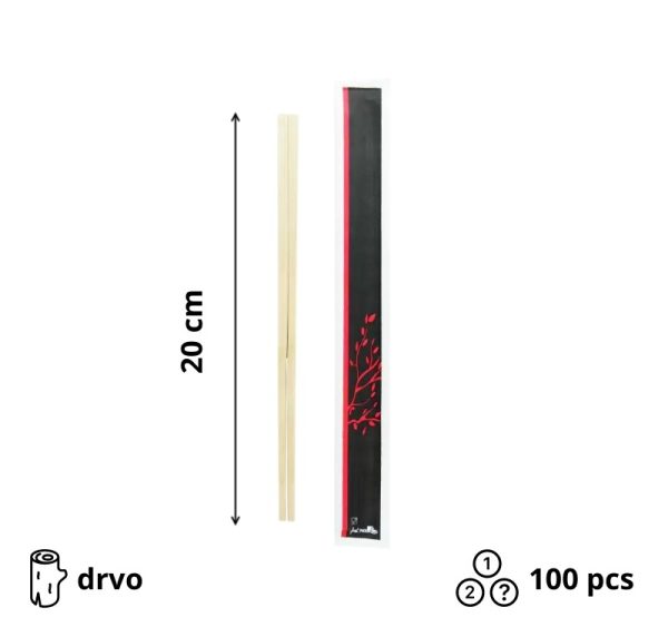 Štapići drveni za jelo u papirnom pakovanju 100 kom