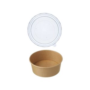 Papirnata posuda 1000 ml d=187 mm h=50 mm, kraft, sa PP poklopcem, 50 kom