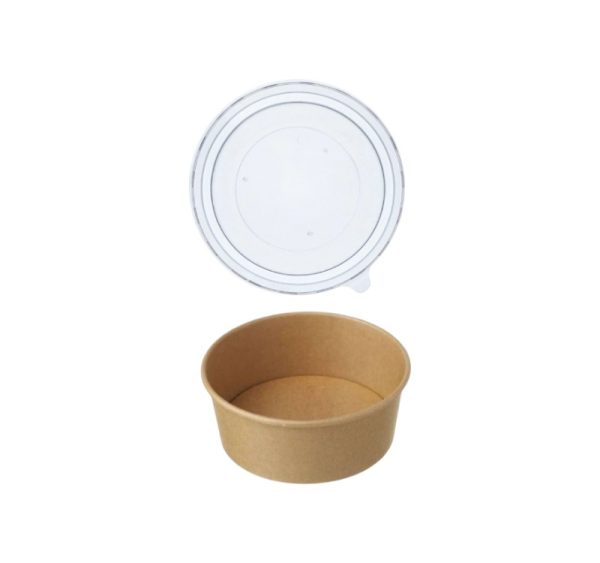 Papirnata posuda 1000 ml d=187 mm h=50 mm, kraft, sa PP poklopcem, 50 kom