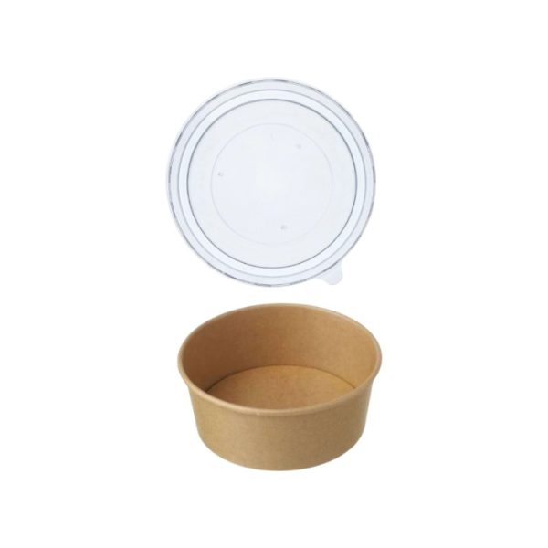 Papirnata posuda 1000 ml d=187 mm h=50 mm, kraft, sa PP poklopcem, 50 kom