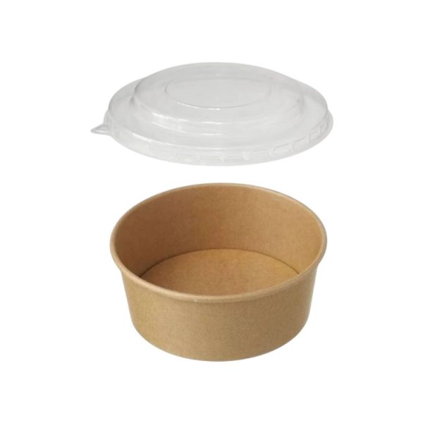 Papirnata posuda 1000 ml d=187 mm h=50 mm, kraft, sa PET poklopcem, 50 kom