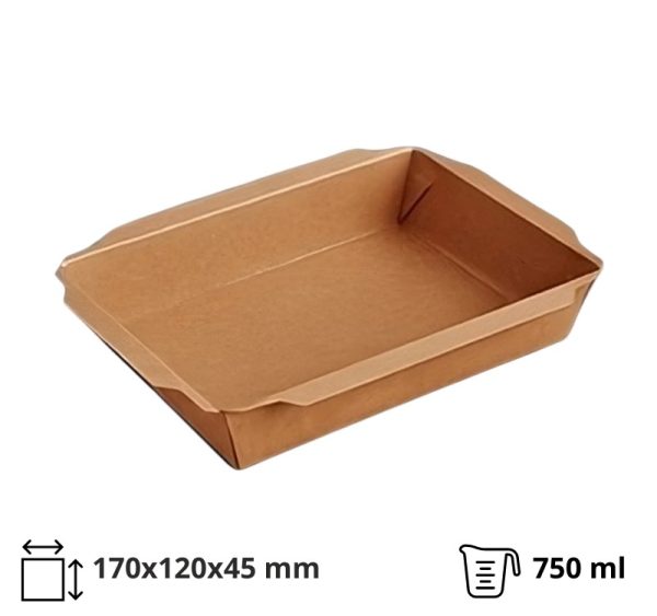 Papirnata posuda TUK TUK 750 ml 170x120x45 mm kraft/kraft 50 kom