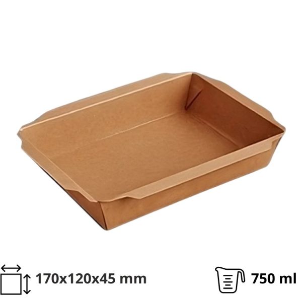 Papirnata posuda TUK TUK 750 ml 170x120x45 mm kraft/kraft 50 kom