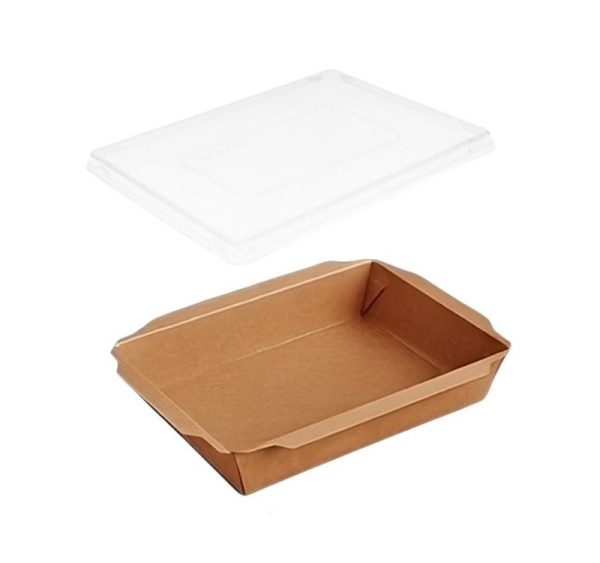Papirnata posuda TUK TUK sa poklopcem 750 ml 170x120x45 mm kraft/kraft 50 kom (komplet)