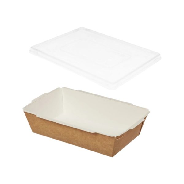 Papirnata posuda TUK TUK sa poklopcem 750 ml 170x120x45 mm kraft/bela 50 kom (komplet)