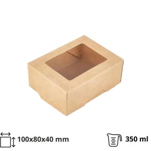 Papirnata posuda s prozorom 350 ml 100x80x40 mm kraft 25 kom