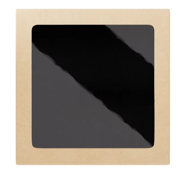 Papirnata posuda s prozorom OneBox 1500 ml  200x200x48 mm kraft/crna 25 kom