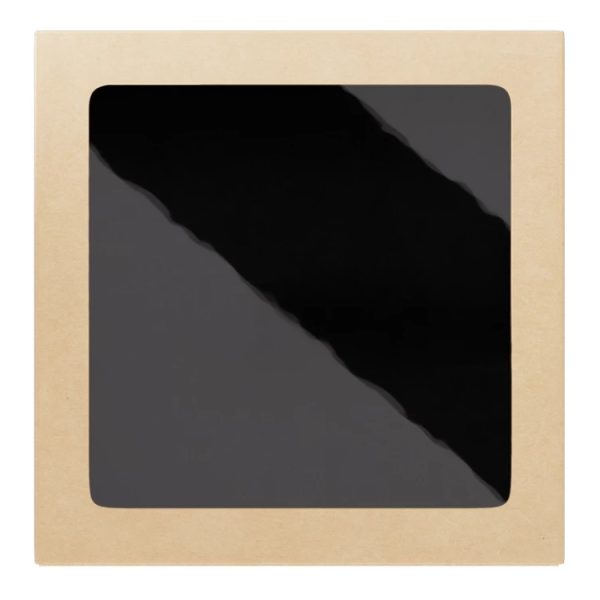 Papirnata posuda s prozorom OneBox 1500 ml  200x200x48 mm kraft/crna 25 kom